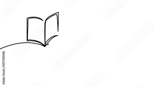 continuous line drawing of an open book Single line vector drawing The concept of education in a single line vector background for the world