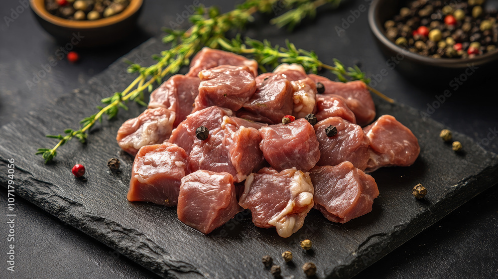Hearty Cuts: Raw Beef Liver with Thyme and Black Pepper Hearty Cuts: Raw Beef Liver with Thyme and Black Pepper