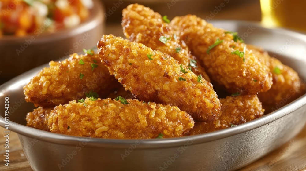 Crispy Golden Chicken Wings in a Serving Dish Crispy Golden Chicken Wings in a Serving Dish