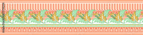 Obraz na płótnie seamless beautiful wallpaper cards border design floral leaf vintage ornament Victorian geometric ethnic print paisley w salonie