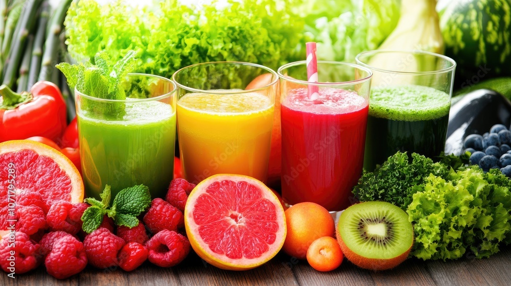 Refreshing Fruit and Vegetable Juice Medley Refreshing Fruit and Vegetable Juice Medley