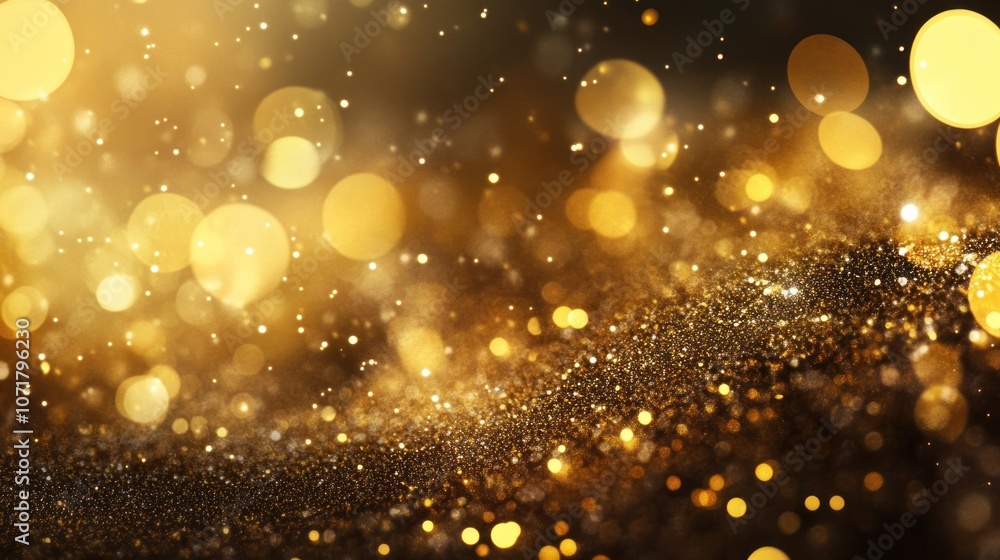 A shimmering background of golden bokeh lights, creating a festive and luxurious atmosphere. A shimmering background of golden bokeh lights, creating a festive and luxurious atmosphere.