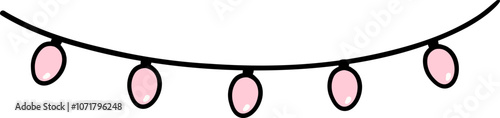 Coquette Christmas Pink Lights string Garland ornament ball doodle lined pastel