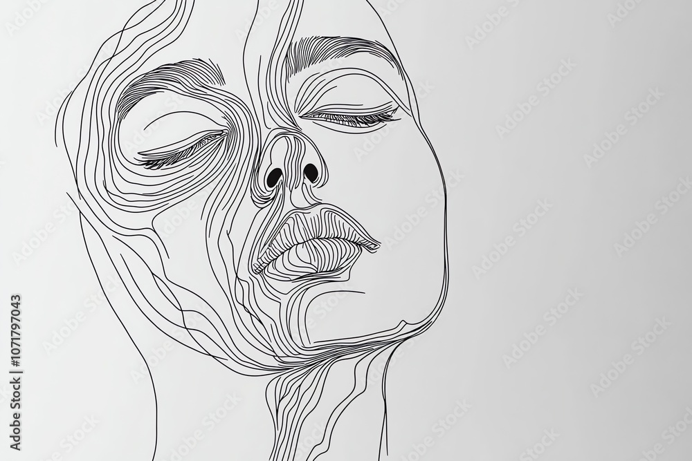 Obraz premium Minimalist line art, black on white