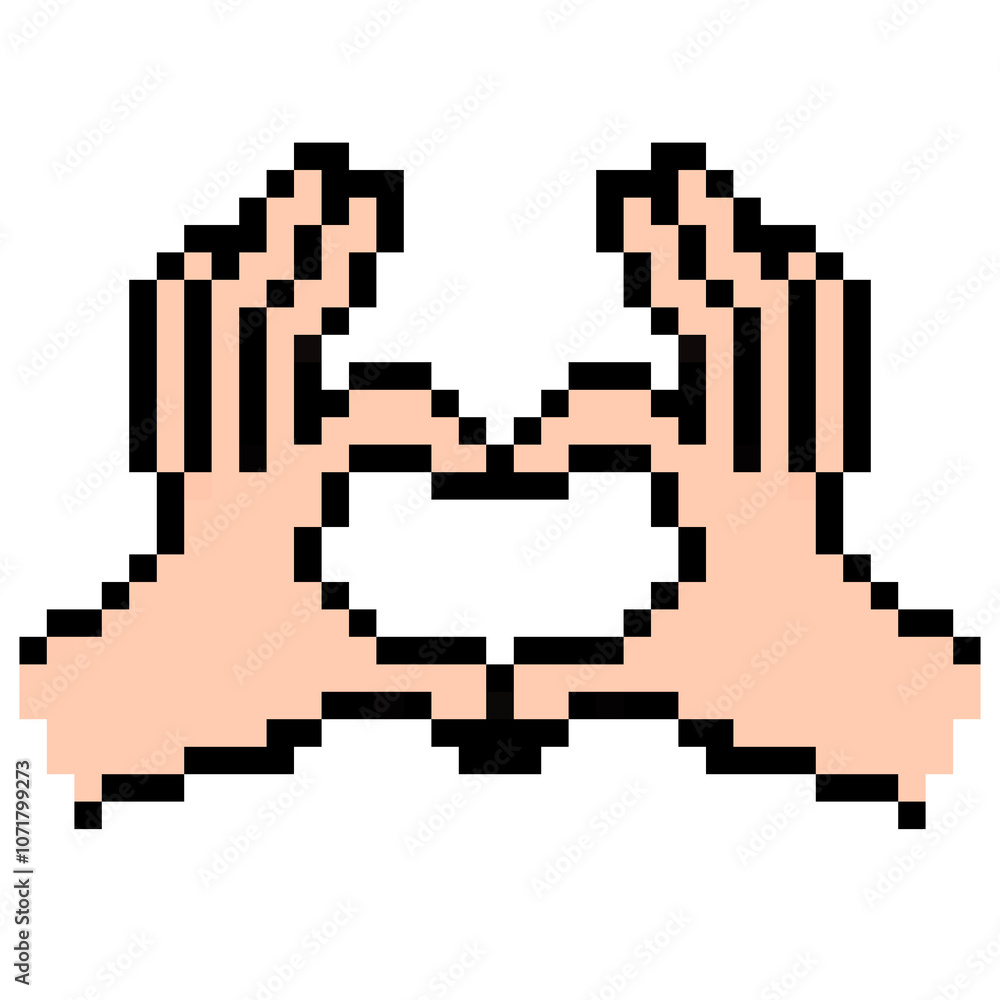 Fototapeta premium Pixel Art hands forming a heart