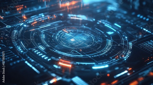 Wallpaper Mural A futuristic digital interface displaying complex data and vibrant visual elements. Torontodigital.ca