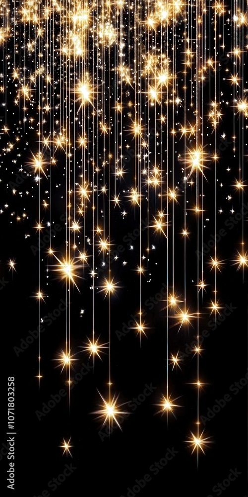 Golden Sparkling Lights on Black Background Golden Sparkling Lights on Black Background