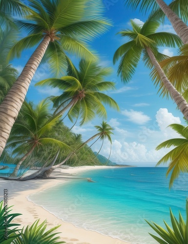 beach with palm trees