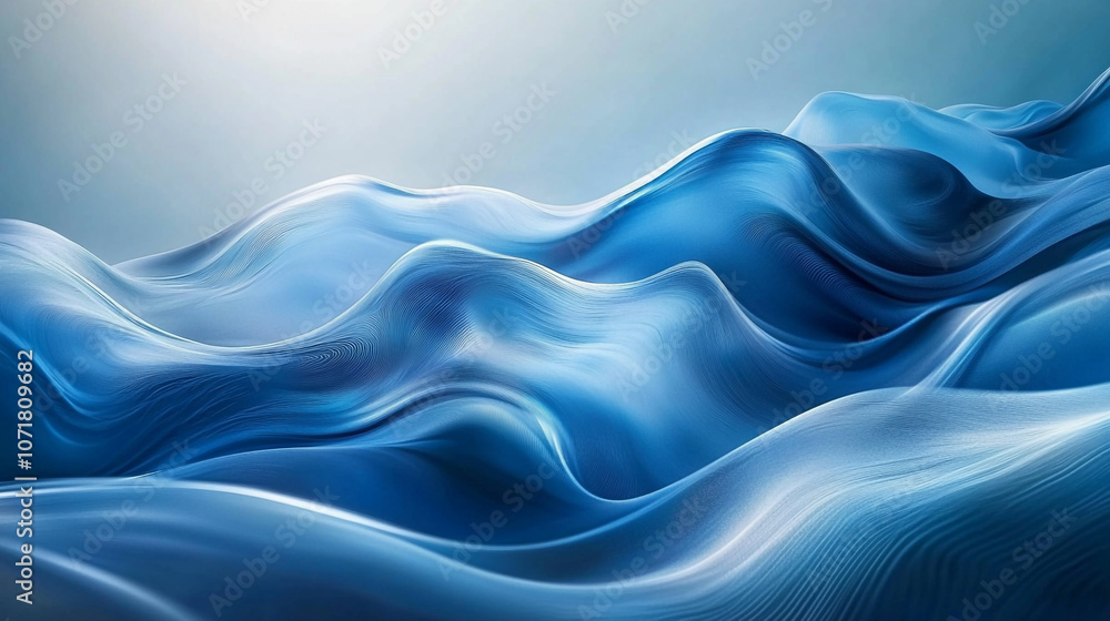 Gentle blue waves undulating under soft light in a serene coastal environment Gentle blue waves undulating under soft light in a serene coastal environment