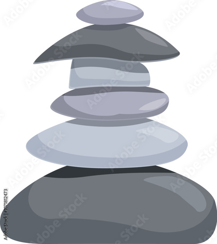 Smooth grey balancing stones stacked in perfect equilibrium, evoking peace, mindfulness, and meditation
