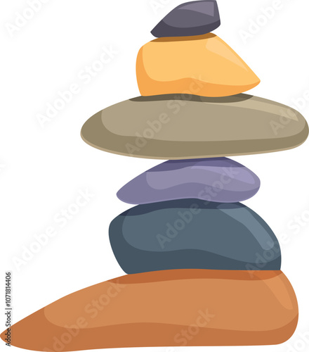 Smooth colorful stones balancing on each other, creating a peaceful and harmonious atmosphere