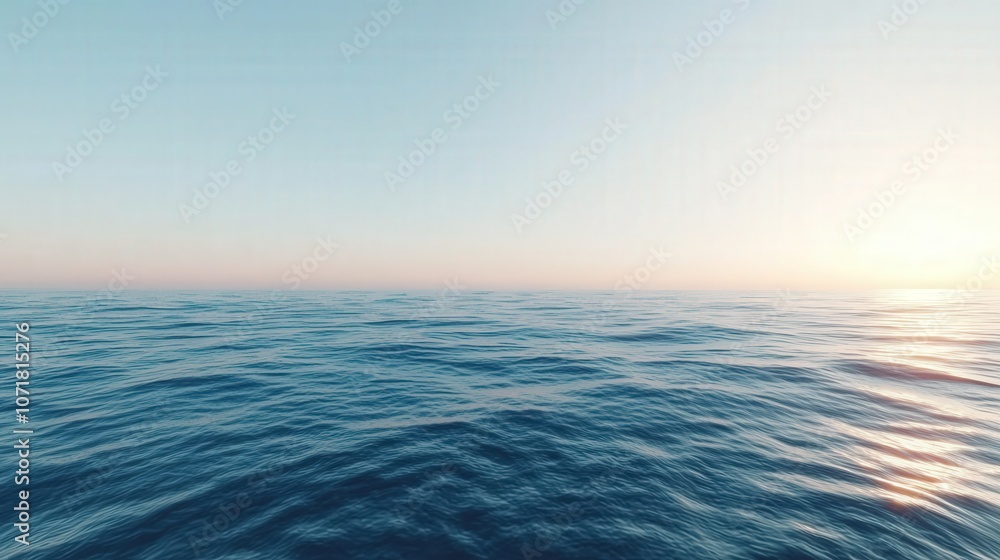 Obraz premium Calm Ocean Surface at Sunset Tranquil Sea Blue Water Horizon Seascape Background