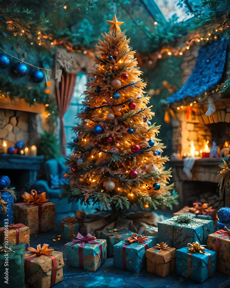 Fototapeta premium christmas tree with gifts