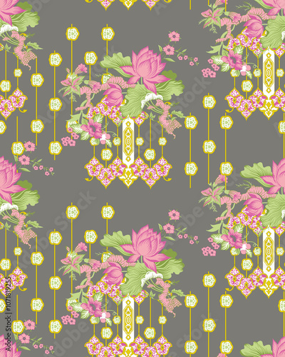 Obraz na płótnie seamless beautiful wallpaper cards all over design floral leaf vintage ornament Victorian ethnic geometric print paisley w salonie
