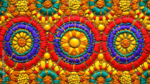 Wallpaper Mural Colorful Floral Embroidery Pattern - Illustration Torontodigital.ca