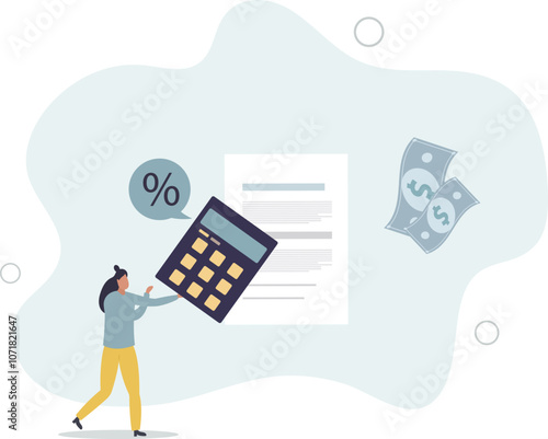 Income tax calculation and financial VAT money refund.flat characters.