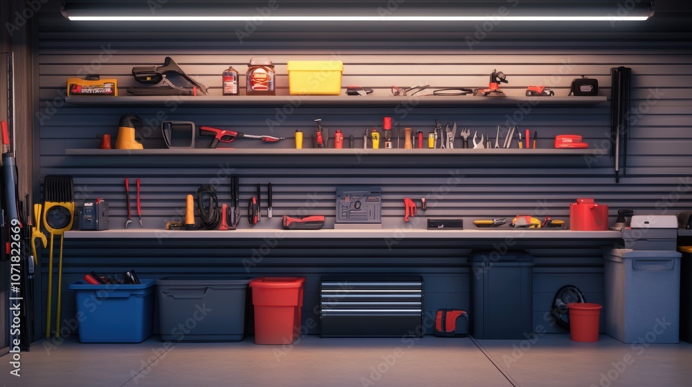 Obraz premium Organized Garage Interior.