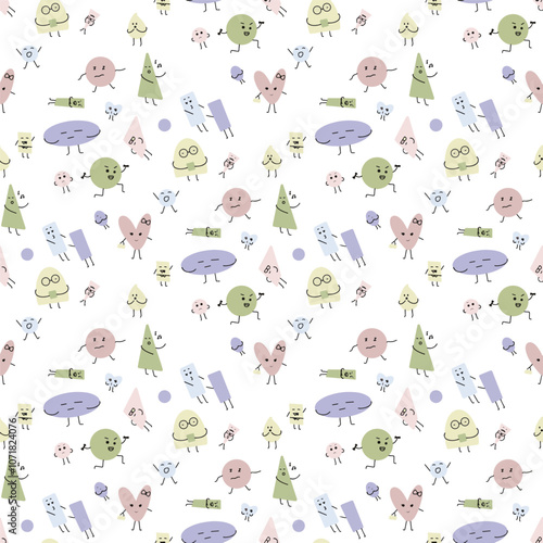 A cute character turned into a unique, seamless pattern. It is often used for backgrounds or printing.
