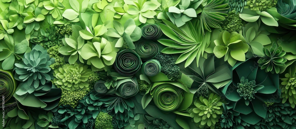 Paper Flowers in Shades of Green Paper Flowers in Shades of Green