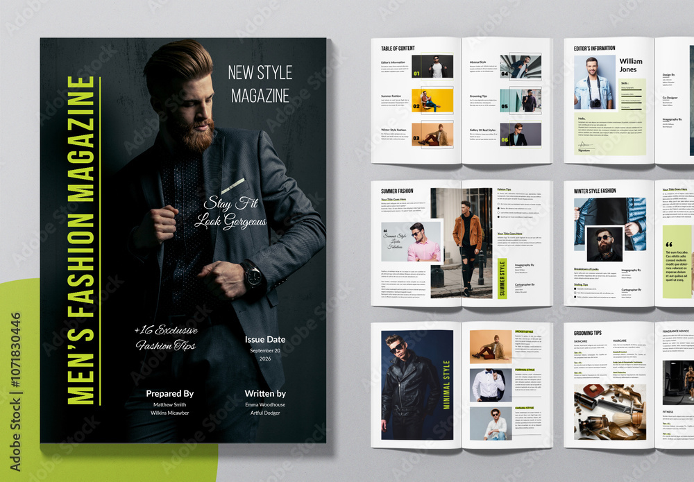 Mens Fashion Magazine Template Stock Template | Adobe Stock