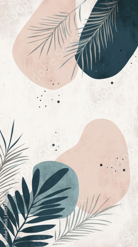 Minimalist abstract patterns inspired by nature, featuring soft lines and muted colors for serene