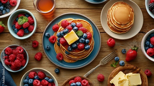 Wallpaper Mural Delicious Breakfast Spread with Pancakes and Berries Torontodigital.ca