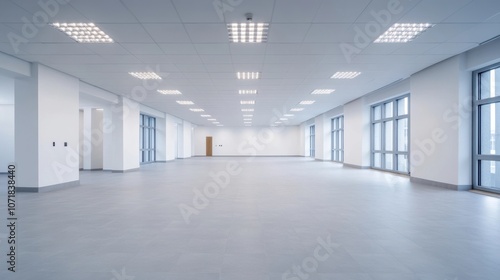 Wallpaper Mural Bright and Spacious Empty Office Room Interior with Minimalist White Walls Ceiling Lighting and Open Workspace Design  Contemporary Corporate or Commercial Business Office Space Torontodigital.ca