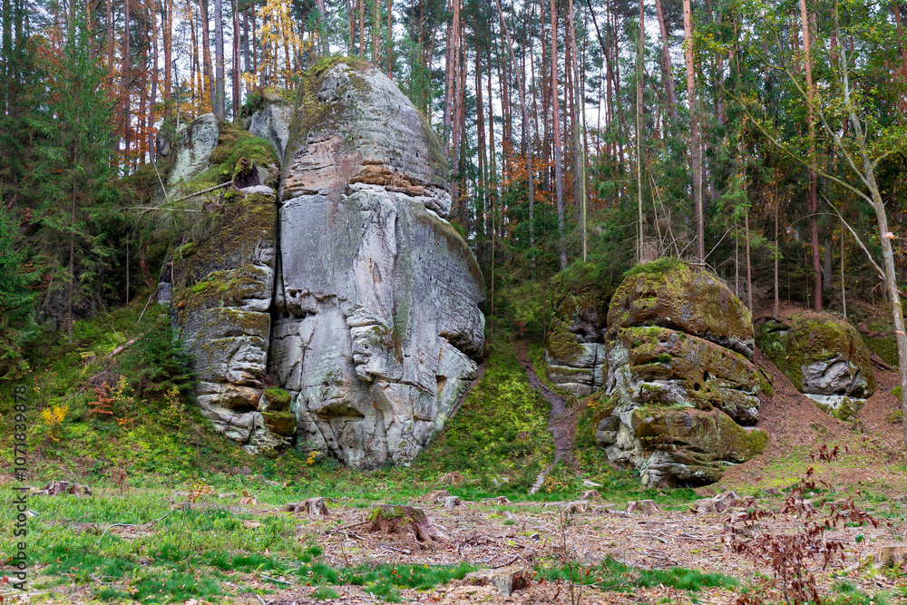 Colorful autumn Landscape in Bohemian Paradise, Czech Republic