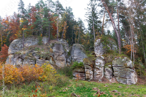 Colorful autumn Landscape in Bohemian Paradise, Czech Republic 