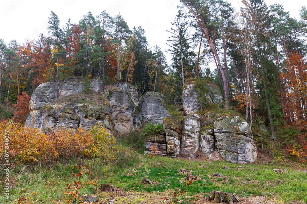 Colorful autumn Landscape in Bohemian Paradise, Czech Republic