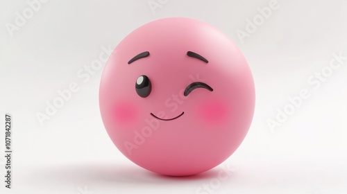 3D emoticon with a shy expression and blush, isolated on white, representing timidity or admiration