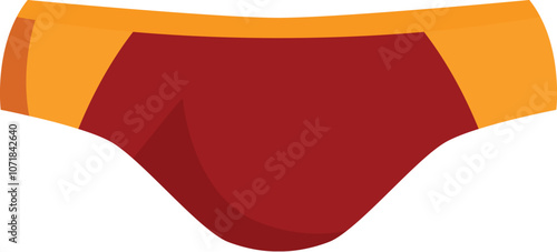 Maroon and orange swim briefs isolated on white background, perfect for summer vacation and swimming activities