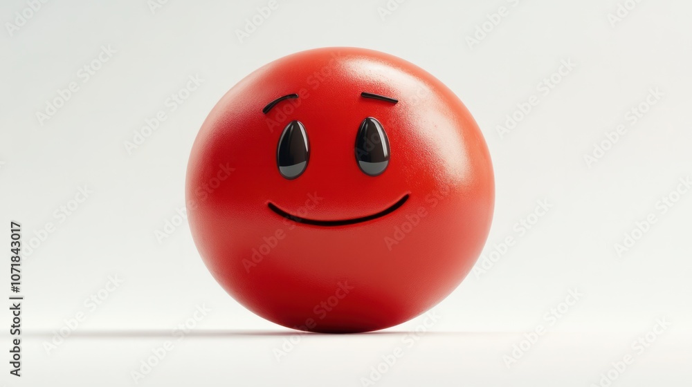 Fototapeta premium Anxious emoticon with a hesitant smile and sweat drop, isolated on white to represent nervousness