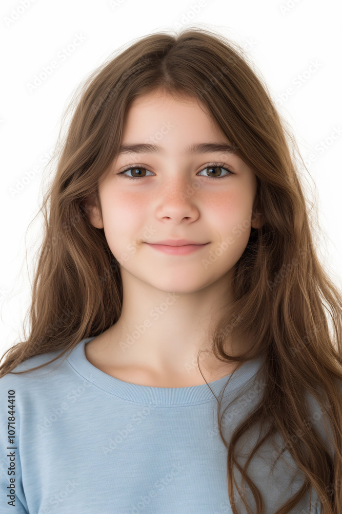 Foto für Kinderausweis - Mädchen mit langen dunklen Haaren