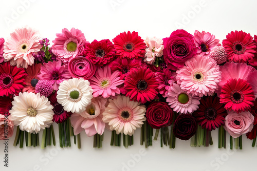 Valentine?s Day decor.Delicate Paper Flower Arrangement with Pink and Red Blooms photo