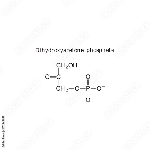 Dihydroxyacetone phosphate skeletal structure diagram.Organic molecule compound molecule scientific illustration.