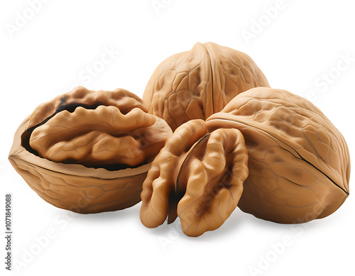 Walnut on white background