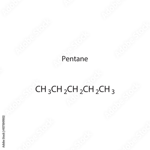 Pentane skeletal structure diagram.Organic molecule compound molecule scientific illustration.