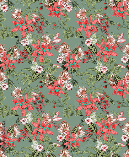 Obraz na płótnie seamless beautiful wallpaper cards all over design floral leaf vintage ornament Victorian ethnic geometric print paisley w salonie