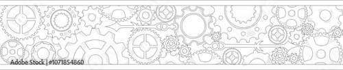 Hand drawn gear cogwheel corner, frame and border Doodle sketch style color gear mechanism. Concept of business idea, teamwork, progress background. Doodle cog. Vector illustration