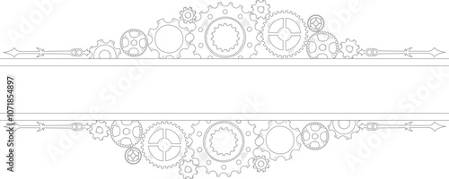 Hand drawn gear cogwheel corner, frame and border Doodle sketch style color gear mechanism. Concept of business idea, teamwork, progress background. Doodle cog. Vector illustration