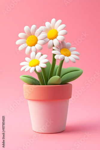 Wallpaper Mural 3D Cute Render of Flowers in a Pot Torontodigital.ca