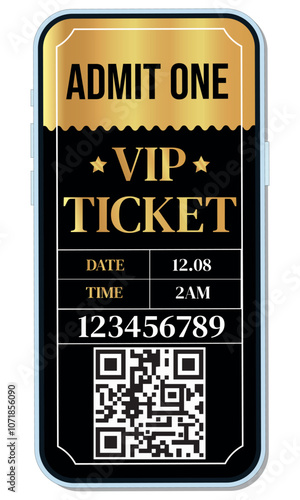 Template for electronic VIP ticket in mobile phone.