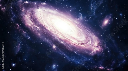 Spectacular view of a spiral galaxy in the star-filled cosmos, surrounded by distant galaxies. The grandeur of space captured in stunning detail.