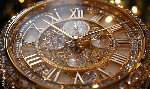 Wallpaper Mural Geometric crystal clock with luxury gold details  Torontodigital.ca