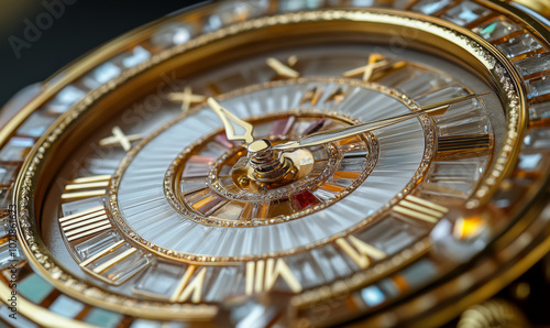 Wallpaper Mural Geometric crystal clock with luxury gold details  Torontodigital.ca