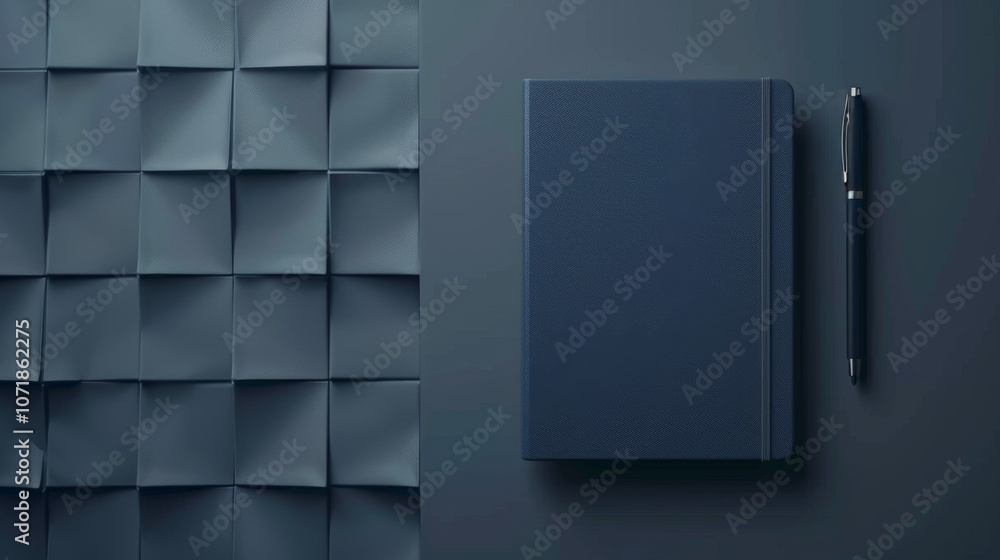 Dark Navy Notebook, Generative AI Illustration Dark Navy Notebook, Generative AI Illustration
