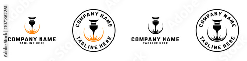 Laser Cutting logo design, laser cutting vector, vintage laser cutting
