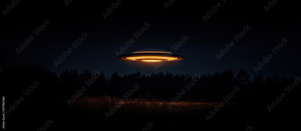 UFO over a Forest at Night UFO over a Forest at Night