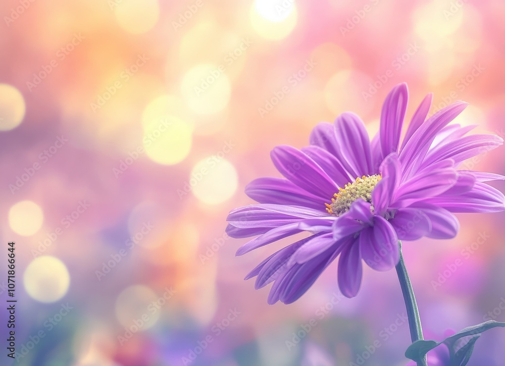 Soft, dreamy purple flower with a blurred bokeh background. Soft, dreamy purple flower with a blurred bokeh background.